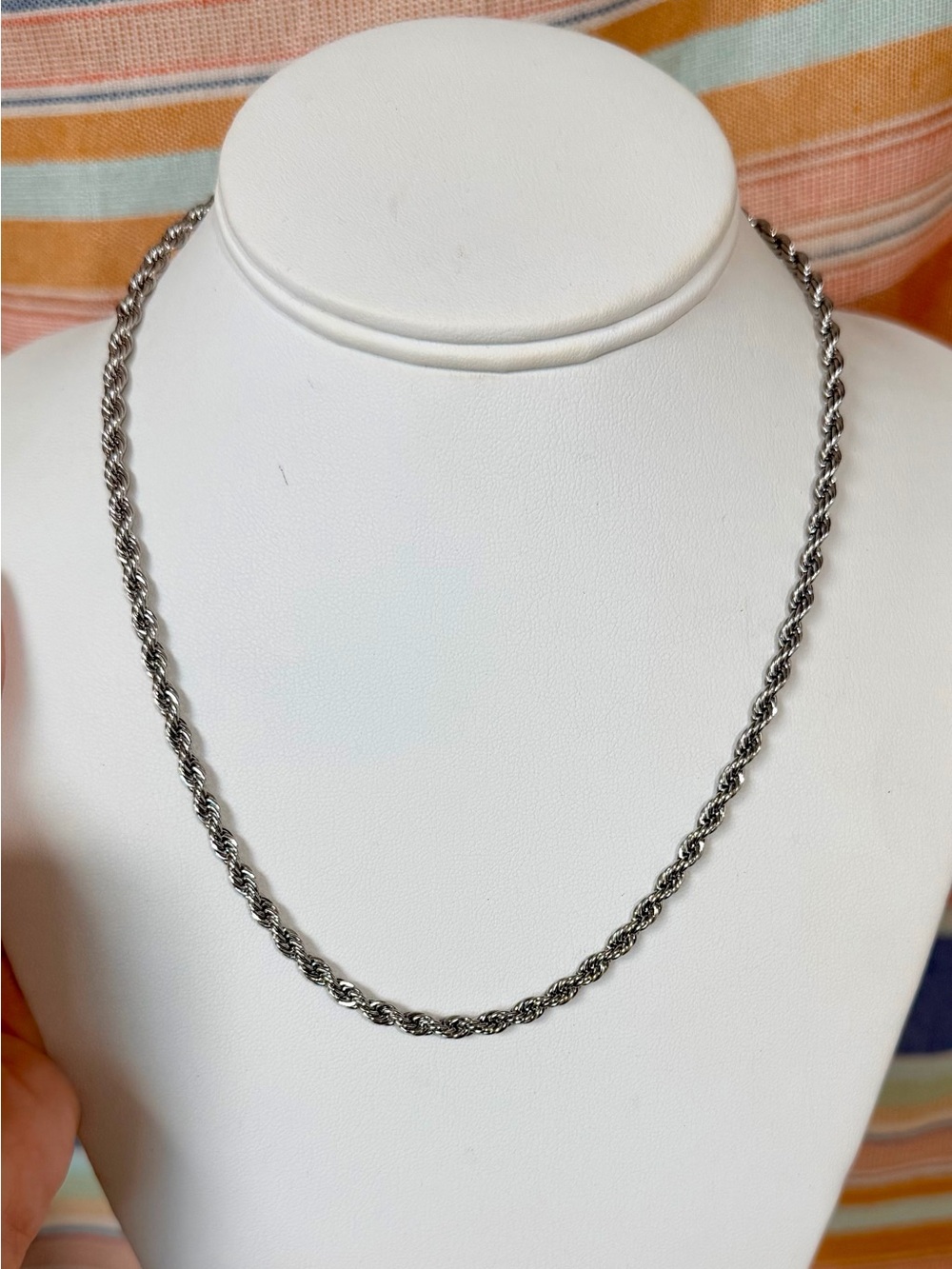 Milor Silver-Tone Stainless Steel Twisted Rope Necklace